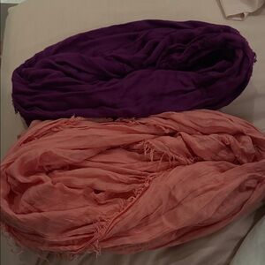 Elegant Purple and Peach Scarf Set
